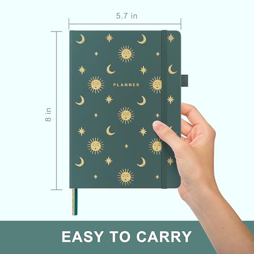&And Per Se And Per Se Undated Planner, Weekly & Monthly Planner with Goal & Habit Tracker, A5 Leather Hardcover Productivity Journal for Academic Year (Celestial Green) - Image 2