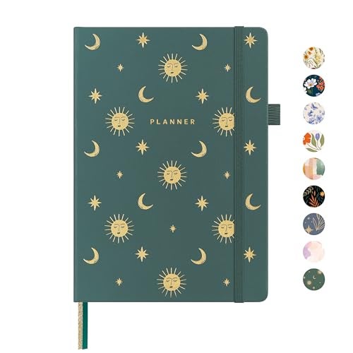 &And Per Se And Per Se Undated Planner, Weekly & Monthly Planner with Goal & Habit Tracker, A5 Leather Hardcover Productivity Journal for Academic Year (Celestial Green) - Image 1