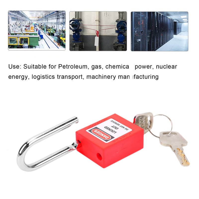 Filfeel Lockout Lock, 38mm Anti‑Skid Corrosion Resistant Padlock, with 2 Keys Per Lock for Lock Out Tag Out Stations, 10 Sets(red) - Image 2