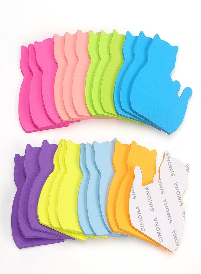 SIMONA Cat Shape Sticky Notes 8 Color Bright Colorful Sticky Pad 75 Sheets/Pad Self-Sticky Note Pads (8 Pads) - Image 3