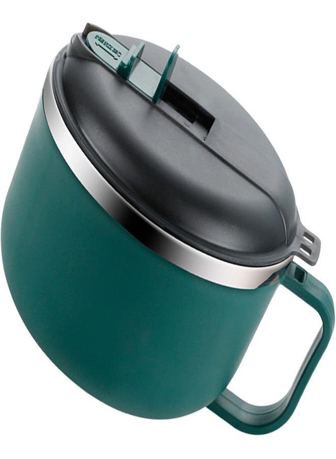 Hemoton 45oz Stainless Steel Bowl Set with Lid & Handle, Microwavable Ramen Bowl with Lid and Vent, Microwave Safe Instant Noodles Soup Bowl, Dorm Essentials (Dark Green) - Image 1