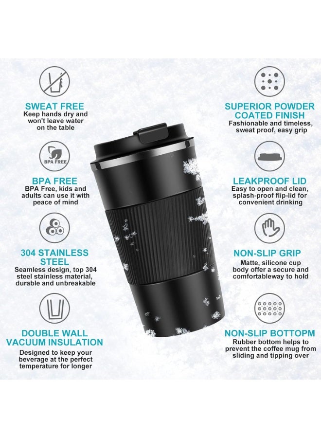 YINJOYI 510ml-18 fl oz Reusable Travel Coffee Mug, Vacuum Insulated Stainless Steel Thermal Coffee Mug for Hot and Cold Drinks Black - Image 3