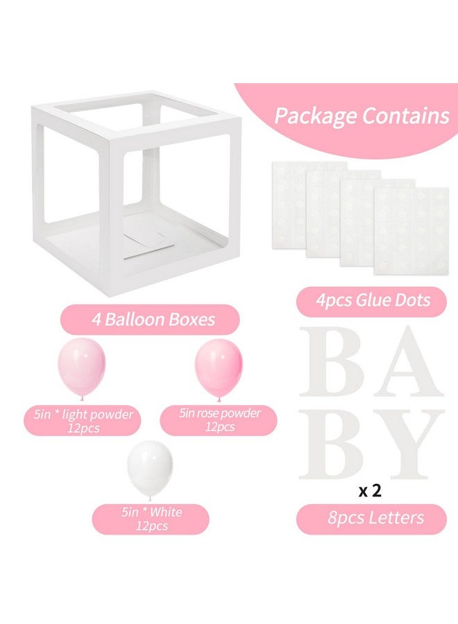 RUBFAC Baby Boxes for Baby Shower Decoration with 8 Letters and 36 Balloons 4pcs Clear Balloon Boxes BABY Blocks for Girls Birthday Party Decorations(Pink) - Image 3