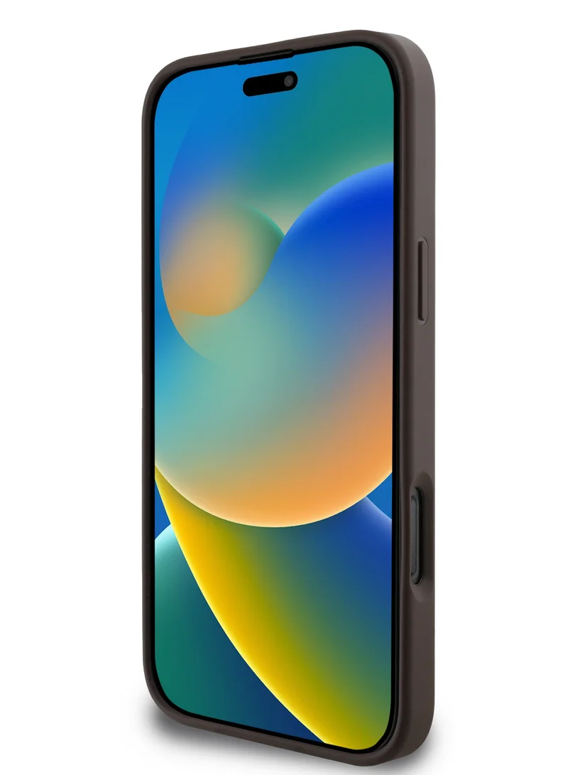 جس جراب iPhone 16 Pro مصنوع من مادة البولي يوريثان 4G مع شريط سفلي وشعار كلاسيكي / حماية من السقوط / حماية إضافية / غطاء خلفي رفيع - بني