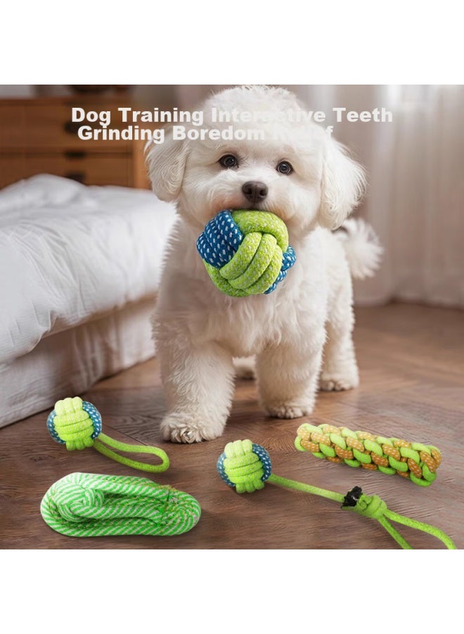 HelloJoy ojoy Dog Toys, Durable Chew And Teething Rope Ball Set, Pet Puppy Toys, Self-entertainment, 5-piece Set - Image 1