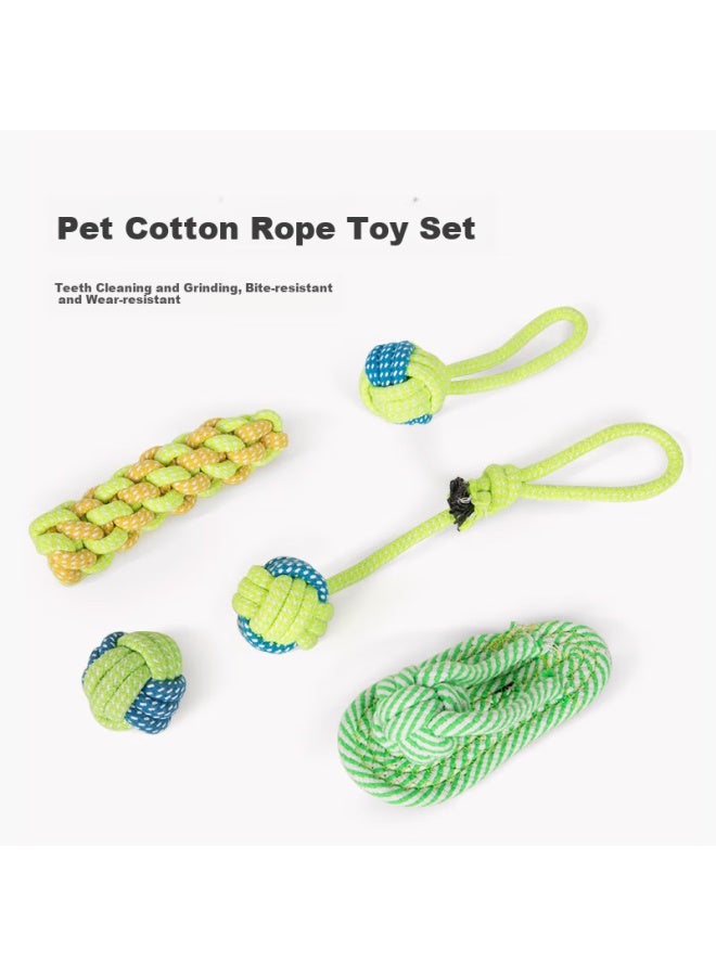 HelloJoy ojoy Dog Toys, Durable Chew And Teething Rope Ball Set, Pet Puppy Toys, Self-entertainment, 5-piece Set - Image 5