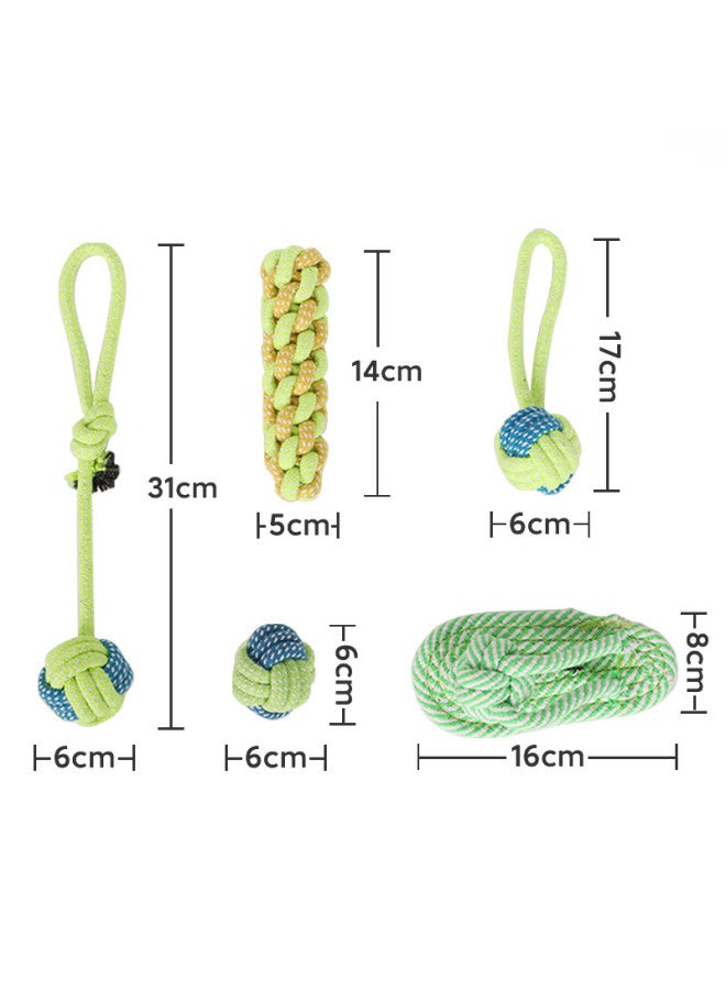 HelloJoy ojoy Dog Toys, Durable Chew And Teething Rope Ball Set, Pet Puppy Toys, Self-entertainment, 5-piece Set - Image 4