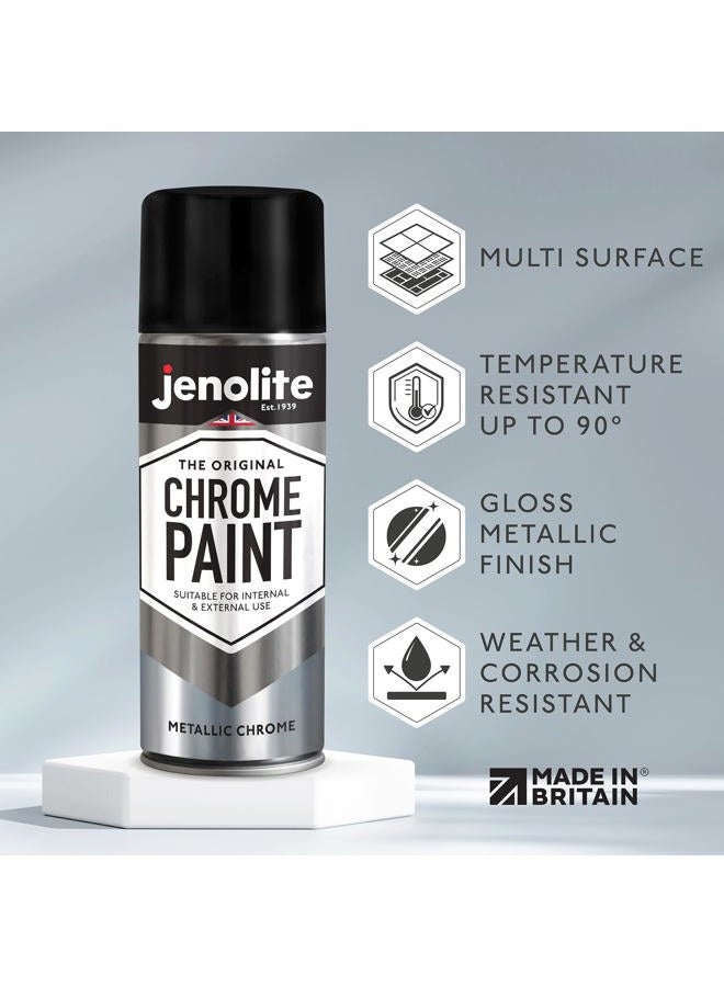JENOLITE طلاء رذاذ جينوليت كروم معدني، مناسب للاستخدام الداخلي والخارجي، 400 مل - Image 2
