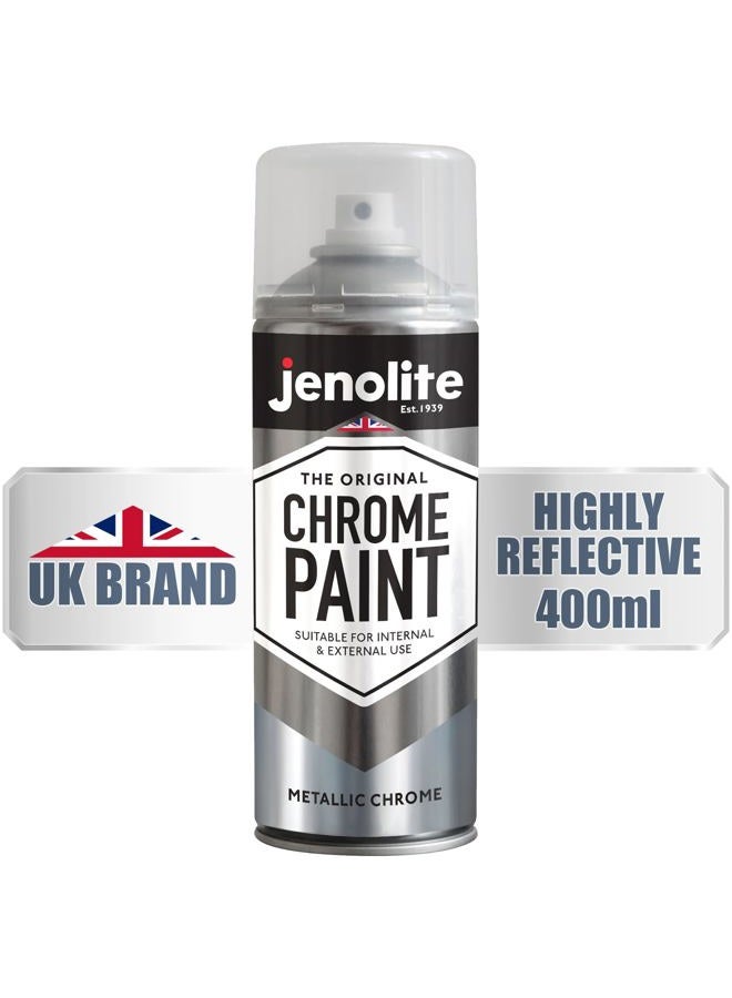 JENOLITE طلاء رذاذ جينوليت كروم معدني، مناسب للاستخدام الداخلي والخارجي، 400 مل - Image 1