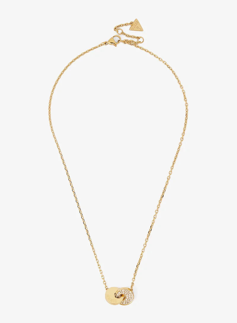 GUESS 16-18 Inch Two Links Pave Necklace