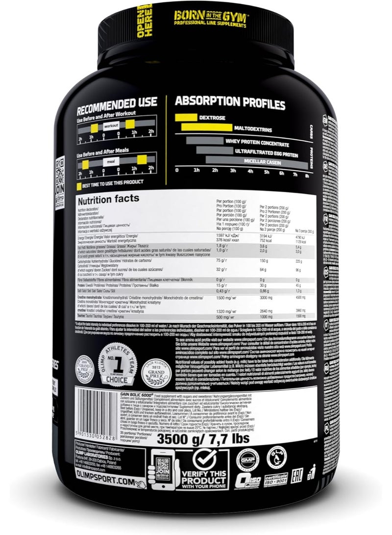 أولمب مسحوق Gain Bolic 6000 Mass Gainer من Sport Nutrition - بنكهة الشوكولاتة، 3.5 كجم - مزيج غني بالبروتين والكربوهيدرات لدعم العضلات - Image 2