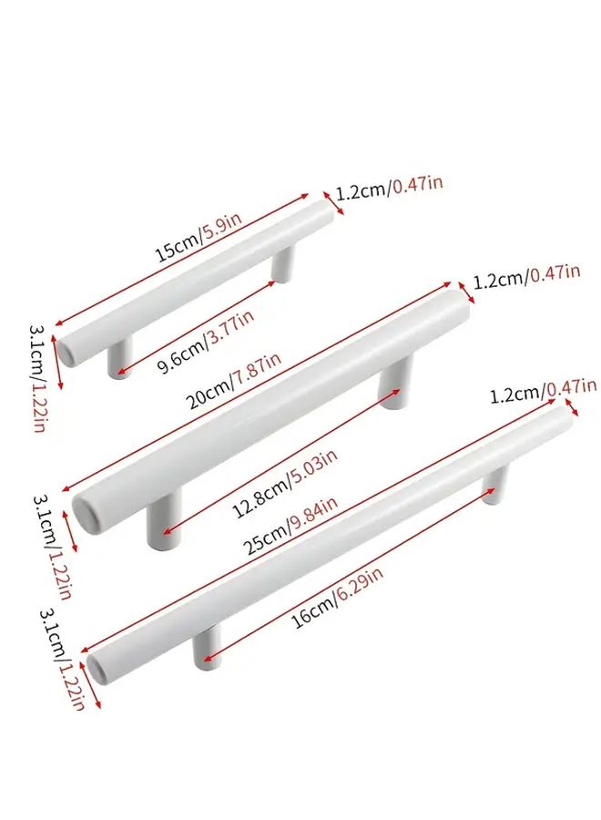 White 18Pcs T Shaped Cabinet Handles Stainless Steel 3 78 Inch Hole Spacing - Image 3