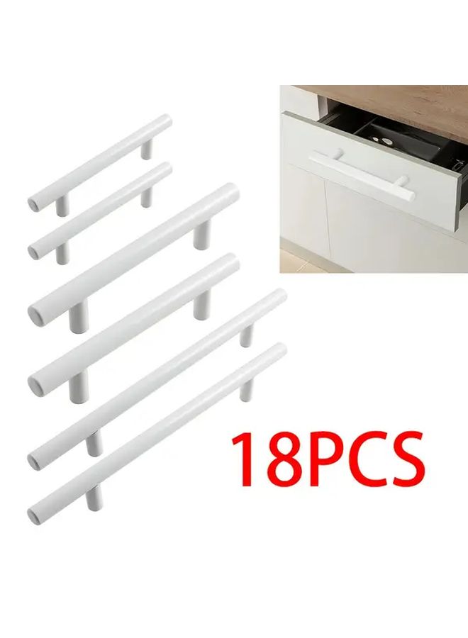 White 18Pcs T Shaped Cabinet Handles Stainless Steel 3 78 Inch Hole Spacing - Image 1