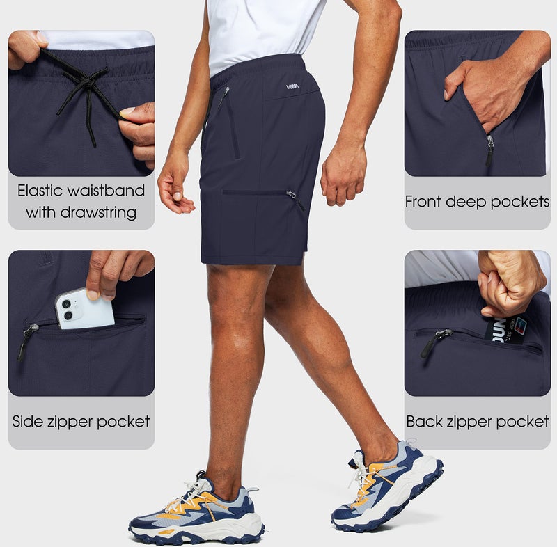 Viodia Men's Hiking Cargo Shorts Stretch Quick Dry Lightweight Workout Shorts for Men Casual Fishing Athletic Shorts with Pockets Navy - Image 4