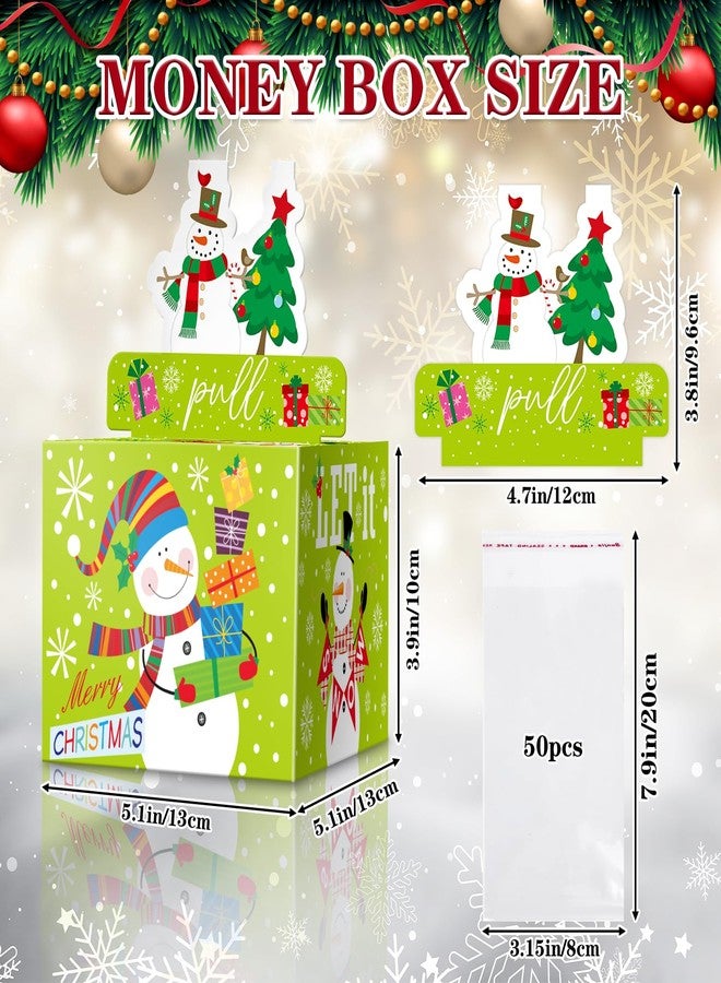 XiaosRen Christmas Surprise Money Box for Cash Gift, Merry Christmas Money Gift Box with Card and Cash Holder for Kids Adults, DIY Fun Holiday, Includes 50Pcs Transparent Bag (Green) - Image 2