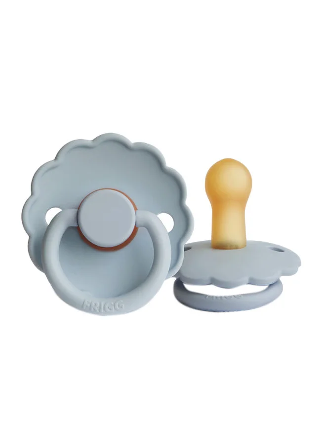 FRIGG Daisy Latex Baby Pacifier, 6-18 Months, Size 2, Pack of 1 - Powder Blue