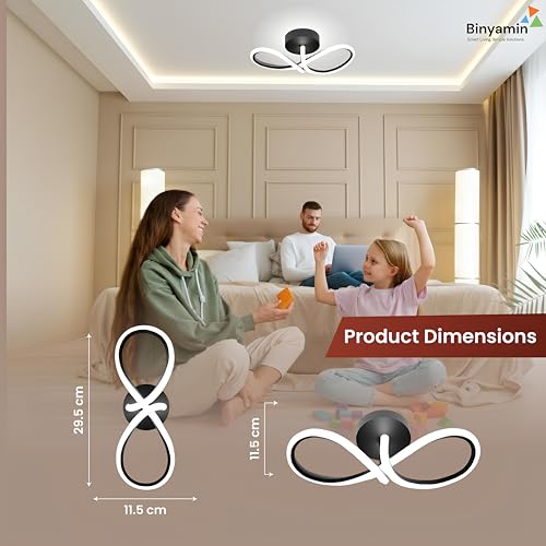 Binyamin Ceiling Light Surface Mount for Entrance Lobby, 50W Surface Ceiling LED Light, LED Light for Living Room Ceiling, 3 Colour Black Flush, Anti-Glare LED Lights for Room (Infinity) - Image 3