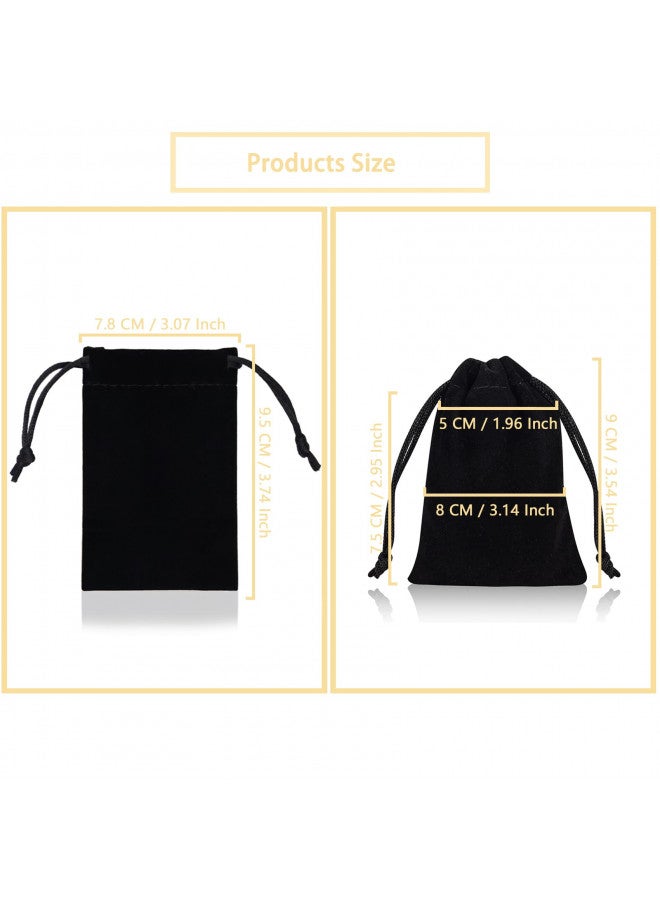 DTOL Velvet Cloth Jewelry Bags, Small Gift Pouches Drawstring Bags for Party, Travel Portable, Christmas, Festival, Makeup Favor Organizer Storage Holder Bags, 3x4 Inch 50 Pieces Black - Image 4