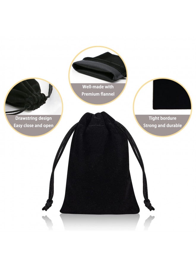 DTOL Velvet Cloth Jewelry Bags, Small Gift Pouches Drawstring Bags for Party, Travel Portable, Christmas, Festival, Makeup Favor Organizer Storage Holder Bags, 3x4 Inch 50 Pieces Black - Image 2