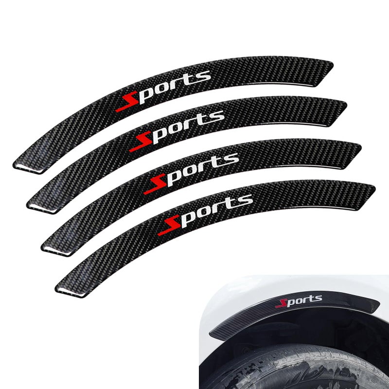 Opuweiy Car Fender Protector, 2PCS Carbon Fiber Wheel Arch Protective Stickers, Universal Self-Adhesive Automobile Wheel Arch Decorative Strips for Anti-Scuff (Black #Sport) - Image 1