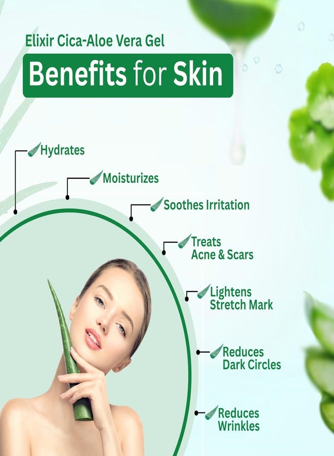 CIPHER Elixir Cica - Pure Aloe Vera Gel for Women 400ml | Aloe Vera Gel for Face and Hair | Face Gel for Glowing Skin | Aloe Vera Moisturizer | Natural Skin Care Gel (200 ml (Pack of 2)) - Image 2