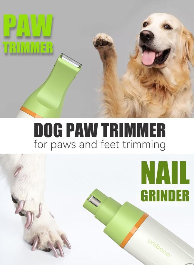 unibono Dog Grooming Kit with Paw Trimmer, All-in-One Low Noise Electric Rechargeable Cordless Small Quiet Pet Clippers Foot Dog Hair Shaver with Stainless Steel Scissors and Comb for Dogs Cats at Home  - Image 2