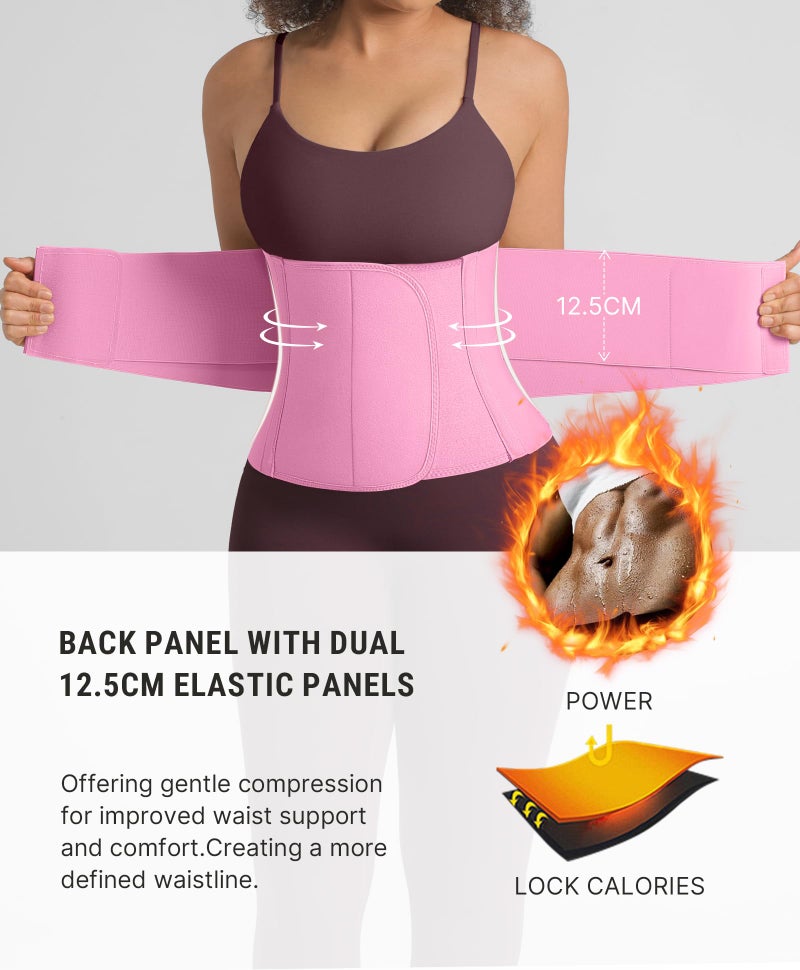 FeelinGirl Waist Trainer Belt Hook Loop Cincher for Tummy Control Workout Daily Wear Shaping Waistbands Deep Pink 3XL - Image 4