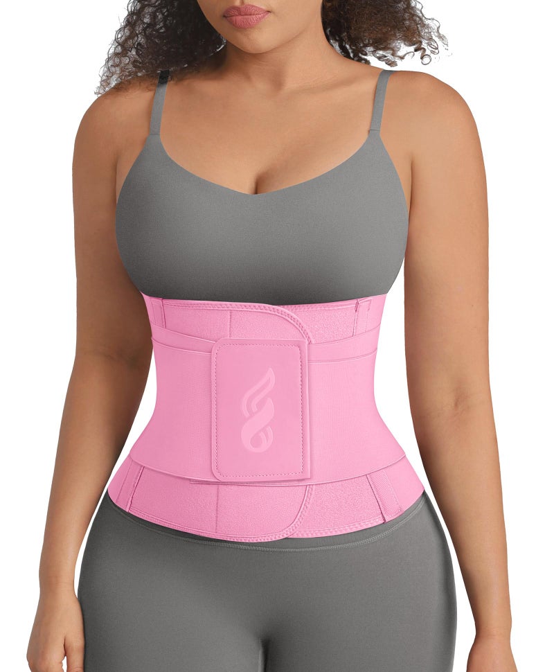 FeelinGirl Waist Trainer Belt Hook Loop Cincher for Tummy Control Workout Daily Wear Shaping Waistbands Deep Pink 3XL - Image 1