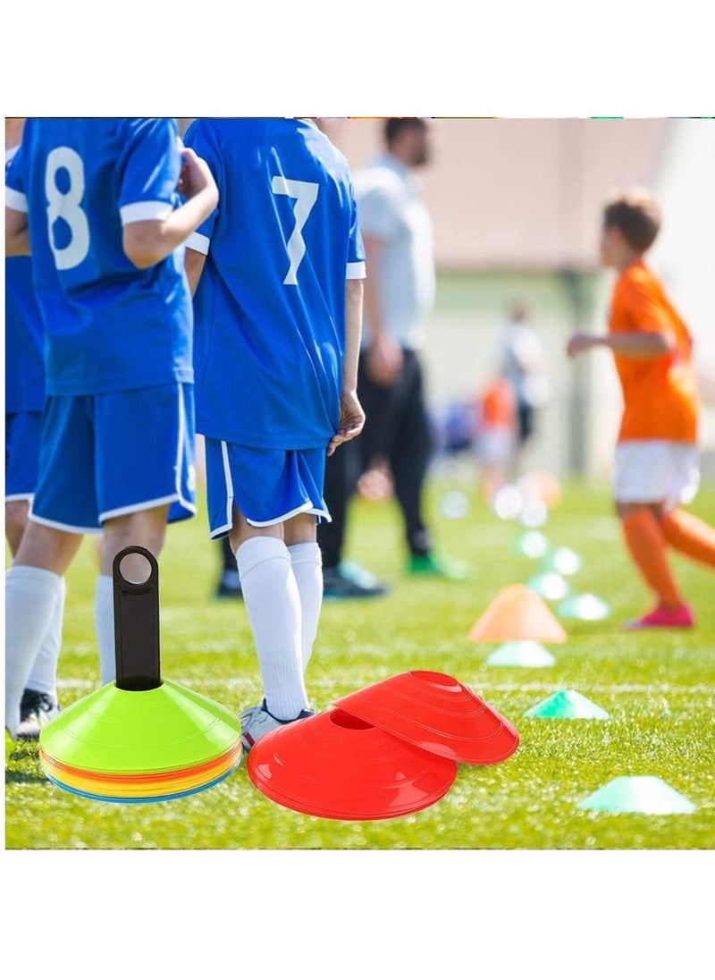 SportQ - SportQ 50 Piece Agility Disc Cone Set - Space Training Multi-Sport Cone with Plastic Stand - Football - Small Disc Training - Small Training Cone - Image 1