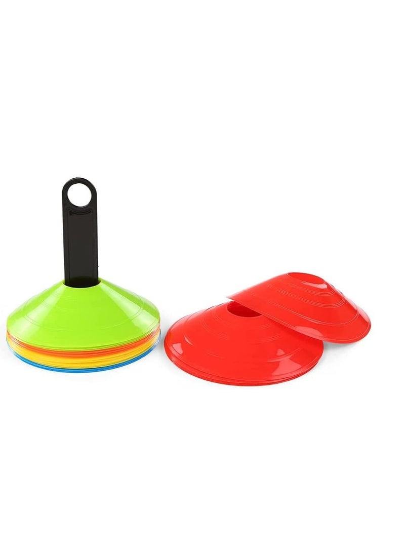 SportQ - SportQ 50 Piece Agility Disc Cone Set - Space Training Multi-Sport Cone with Plastic Stand - Football - Small Disc Training - Small Training Cone - Image 1