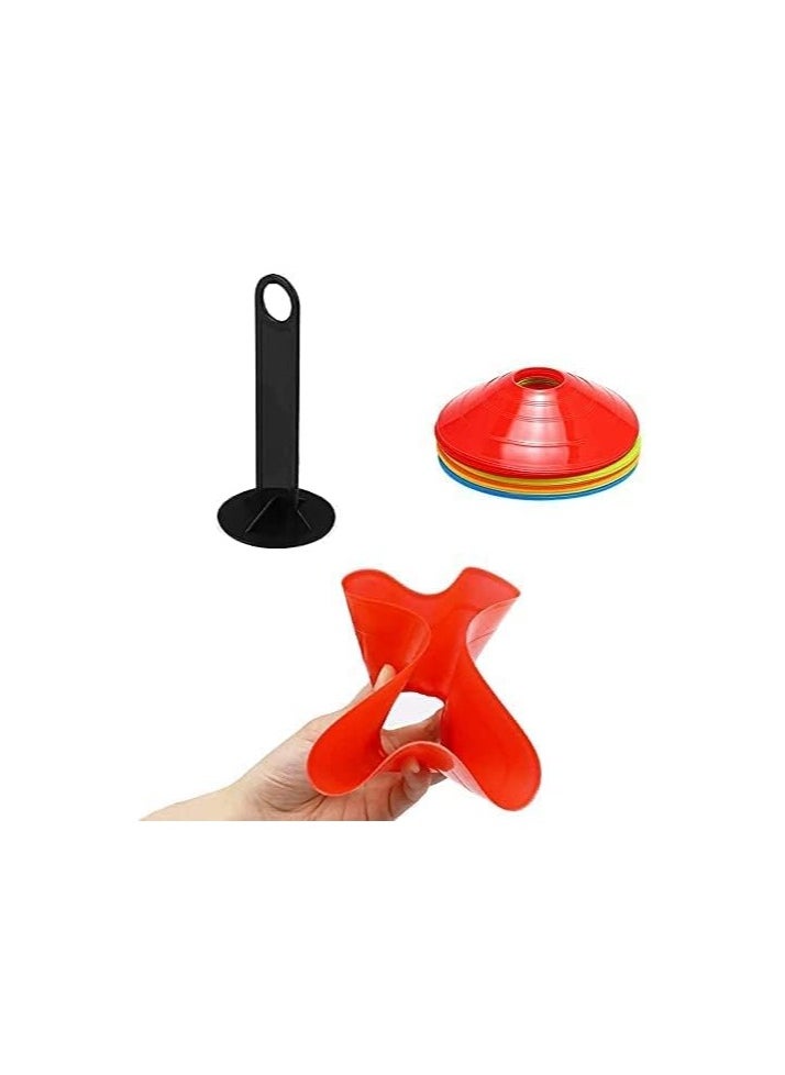 SportQ - SportQ 50 Piece Agility Disc Cone Set - Space Training Multi-Sport Cone with Plastic Stand - Football - Small Disc Training - Small Training Cone - Image 1