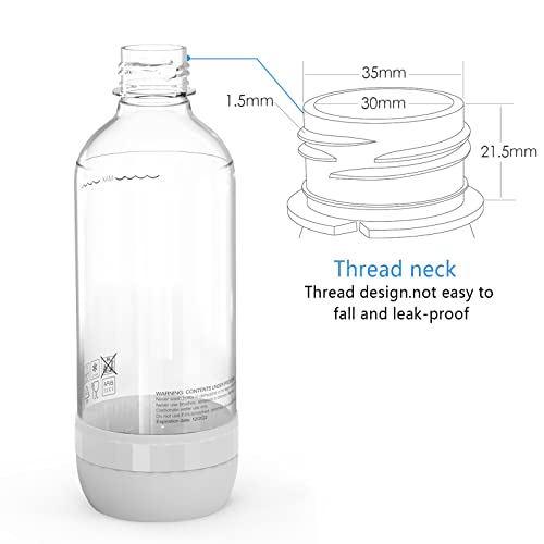 pinci Soda Bottle, Suitable for Carbonated Water and Sparkling Water, BPA Free, Reusable and Filled Food Grade PET Plastic Made Soda Water Bottle (2 Pack, 1 Liter) - Image 4