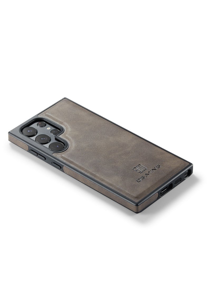 DGMING Case Cover Premium Leather Back with Logo CutOut Shockproof Compatible with Samsung Galaxy S23 Ultra (Coffe)  - Image 3