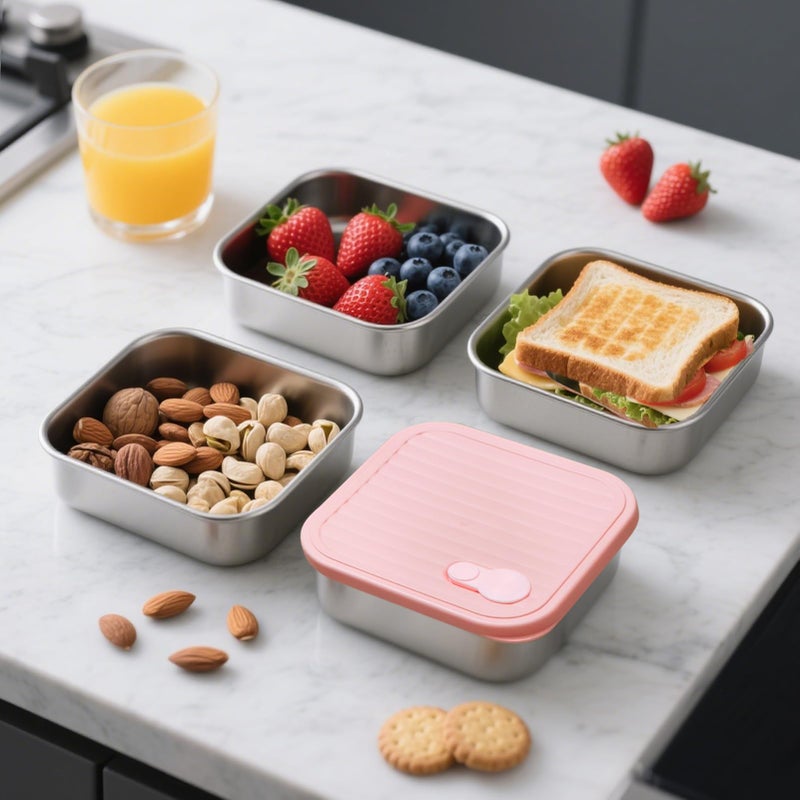 Solldgt 2 Pack Stainless Steel Sandwich Containers - Food Grade Sandwich Box with Lid, Reusable Metal Meal Prep Lunch Boxes, Food Storage Containers for Sandwiches, Snacks, Fruits - Image 5