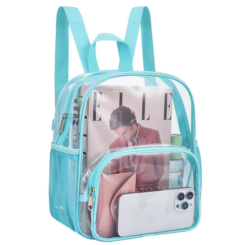 Busiuw Clear Backpack for Stadium Events 12x12x6 with Front Pocket for Concert Sport Fashion Women Backpack Events Work Travel(Aqua) - Image 2