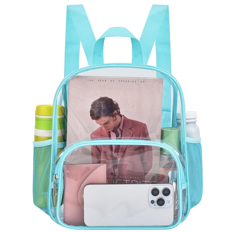 Busiuw Clear Backpack for Stadium Events 12x12x6 with Front Pocket for Concert Sport Fashion Women Backpack Events Work Travel(Aqua) - Image 1