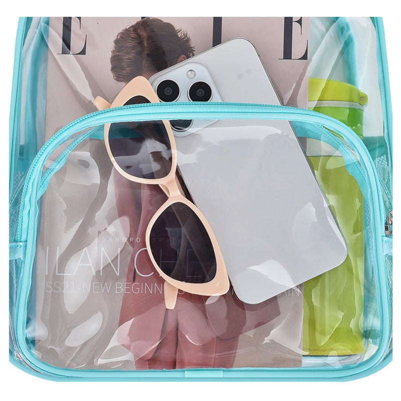 Busiuw Clear Backpack for Stadium Events 12x12x6 with Front Pocket for Concert Sport Fashion Women Backpack Events Work Travel(Aqua) - Image 5