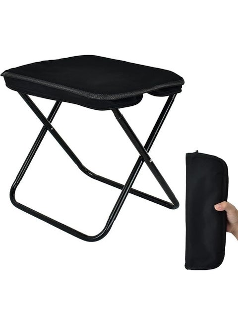 Portable Folding Collapsible Stool Lightweight Compact Seat Strong Metal Frame Easy Carry Design For Fishing Camping Hiking Outdoor Gathering Travel Waiting Use