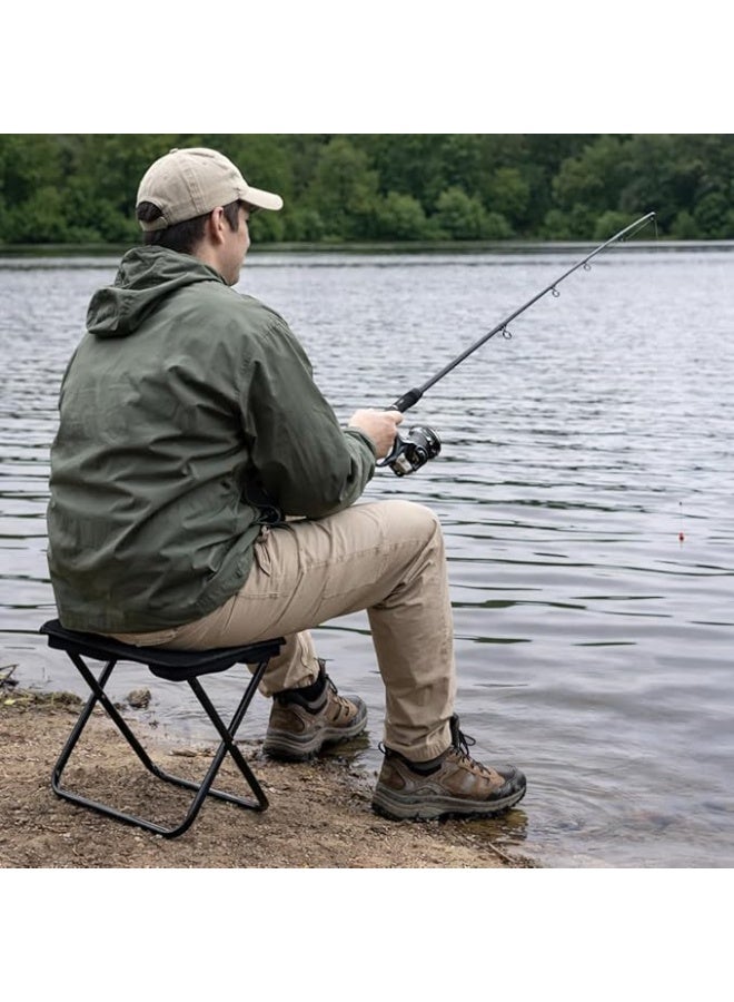 Portable Folding Collapsible Stool Lightweight Compact Seat Strong Metal Frame Easy Carry Design For Fishing Camping Hiking Outdoor Gathering Travel Waiting Use - Image 2