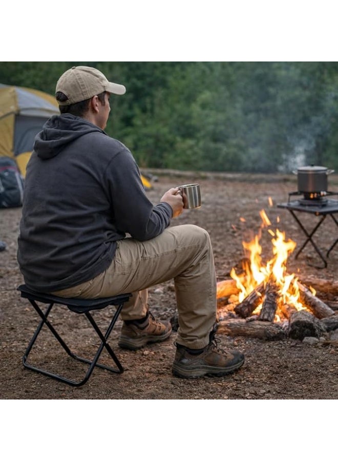 Portable Folding Collapsible Stool Lightweight Compact Seat Strong Metal Frame Easy Carry Design For Fishing Camping Hiking Outdoor Gathering Travel Waiting Use - Image 3