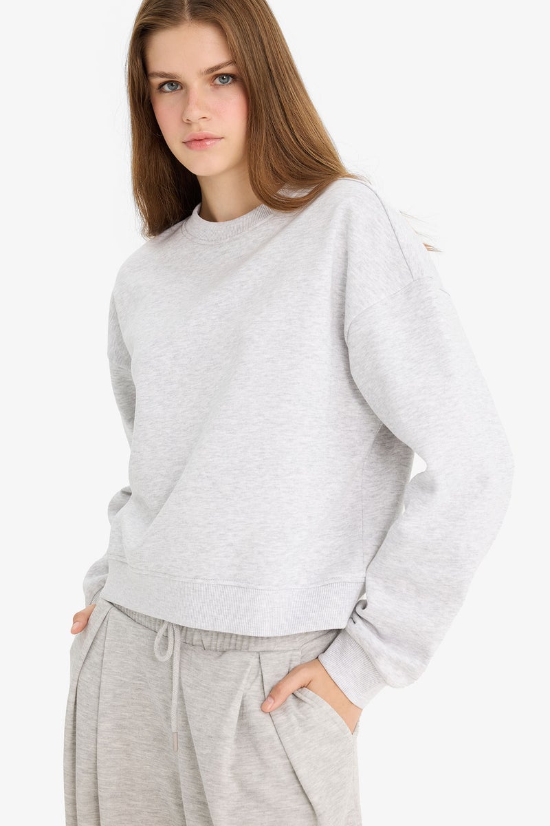 DeFacto Grey Woman Regular Fit Long Sleeve Sweatshirt Casual - Image 5