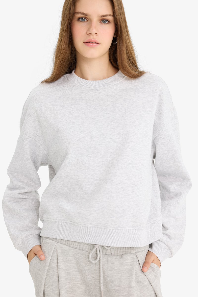 DeFacto Grey Woman Regular Fit Long Sleeve Sweatshirt Casual - Image 1