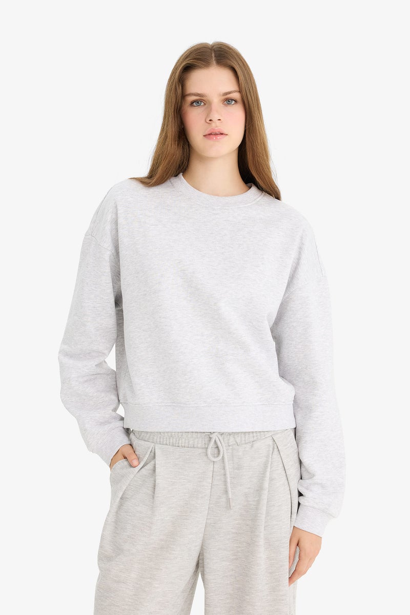 DeFacto Grey Woman Regular Fit Long Sleeve Sweatshirt Casual - Image 4