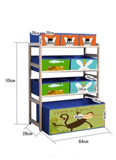 XiuWoo Toys Organizer 4-Tier Wood Free-Standing Multifunctional Deluxe Kids Toy Organizer Box Rack, Drawer organizer Rack and Home office Kitchen Storage Rack with 6 Cloth Storage Bins  - Image 5