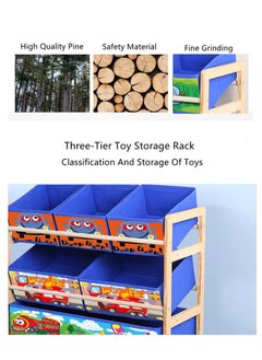 XiuWoo Toys Organizer 4-Tier Wood Free-Standing Multifunctional Deluxe Kids Toy Organizer Box Rack, Drawer organizer Rack and Home office Kitchen Storage Rack with 6 Cloth Storage Bins  - Image 4