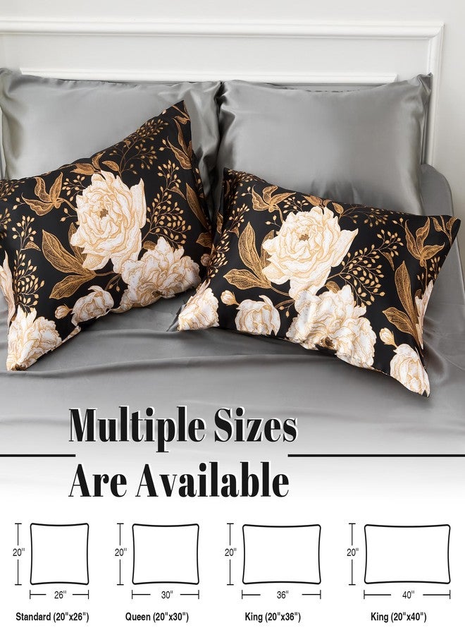 EXQ Home غطاء وسادة ساتين EXQ للنساء والرجال - غطاء وسادة حرير مزخرف بزهور عتيقة 2 حزمة 20x30 بوصة - مجموعة أغطية وسادة ساتين من 2 مع إغلاق ظرفي، هدايا للنساء والرجال - Image 5