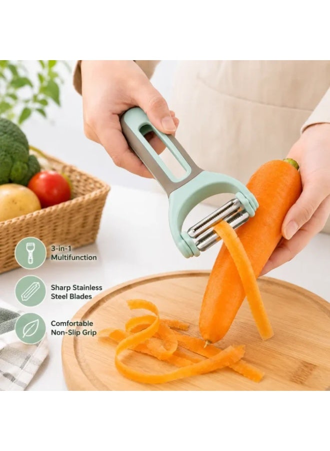 Danny Home 3-in-1 Vegetable Peeler, Stainless Steel Swivel Peeler with Julienne Blade and Serrated Peeler, Multi-Purpose Fruit and Vegetable Peeler for Potato, Carrot, Cucumber and Fruits - Image 4