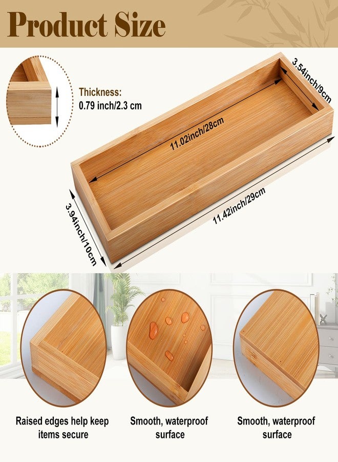 Enjamyo Bamboo Tea Serving Tray,3 Pcs Bamboo Serving Trays,Small Vanity Tray for Toilet Tank and Bathroom Counter Top,Pallet Trays for Food Coffee Candles Home Kitchen Decor, 11 x 4 Inch - Image 2