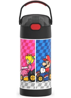 THERMOS THERMOS FUNTAINER Water Bottle with Straw - 12 Ounce, Super Mario Brothers - Kids Stainless Steel Vacuum Insulated Water Bottle with Lid  - Image 1