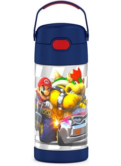THERMOS THERMOS FUNTAINER Water Bottle with Straw - 12 Ounce, Super Mario Brothers - Kids Stainless Steel Vacuum Insulated Water Bottle with Lid  - Image 2